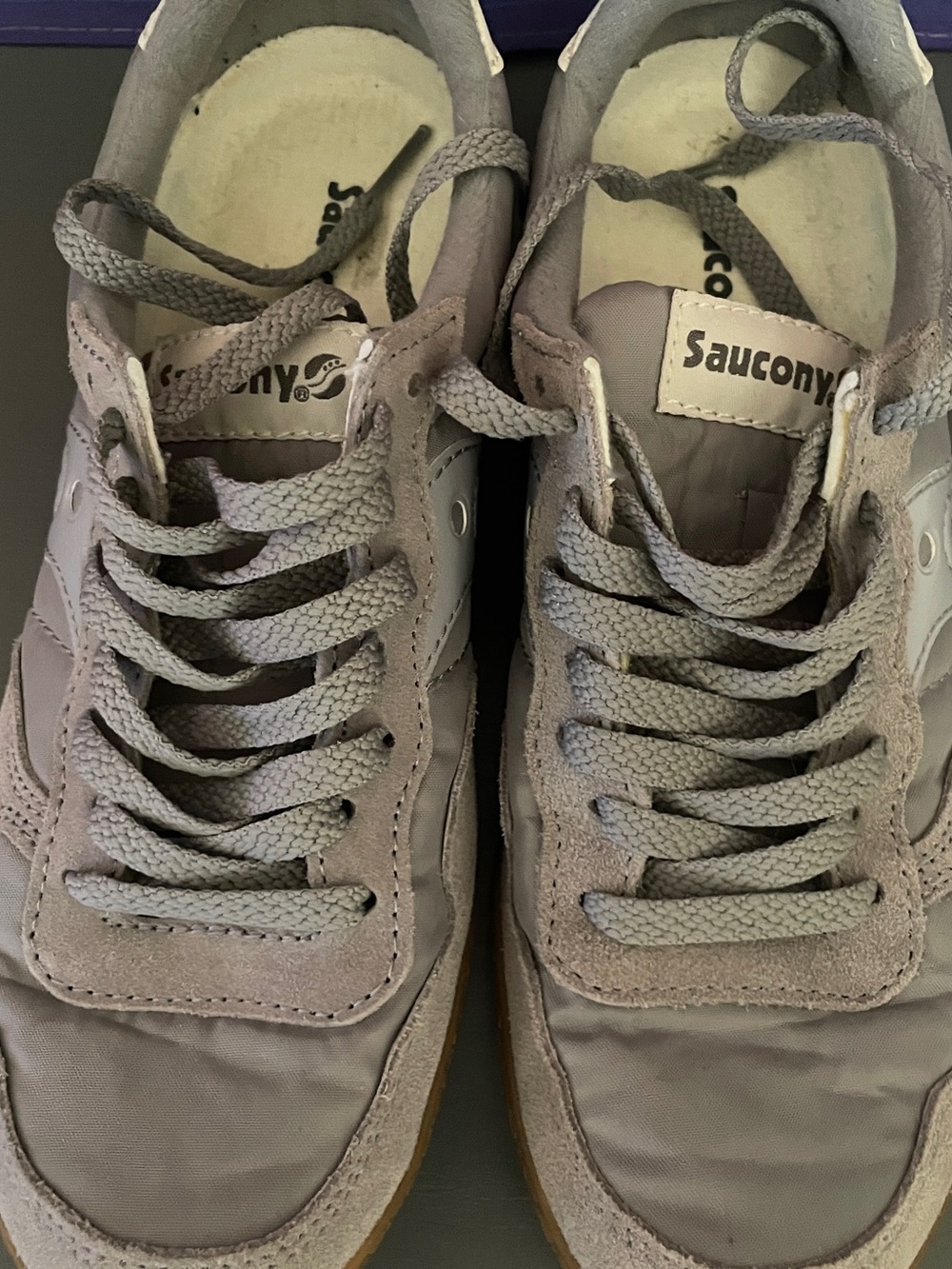 Saucony Originals Bullet Gray White Suede Nylon Sneakers Men’s 7 Heritage - Picture 3 of 14